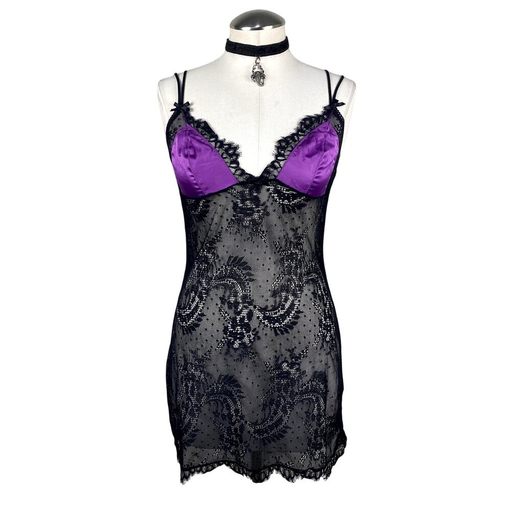 Victoria's Secret Sexy Little Thing Sheer Lace Slip Dress Goth Emo Alt Lingerie